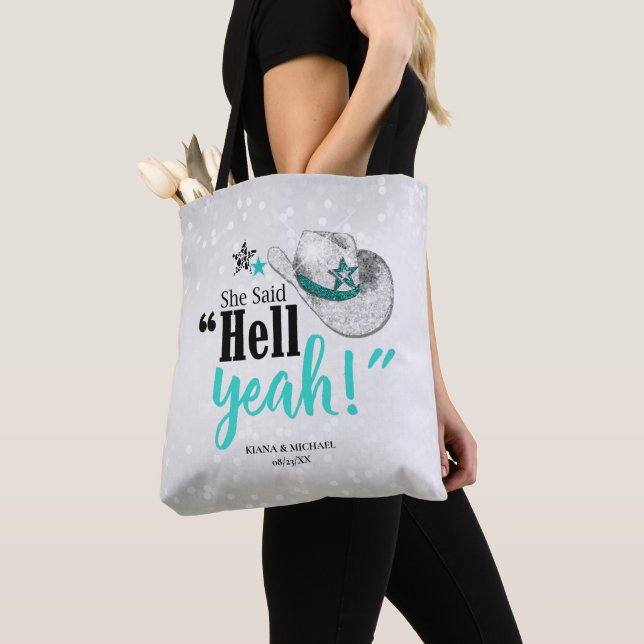 Sie sagte 'Hell Yeah' Cowgirl Hat Aquamarin ID927 Tasche (Von Nahem)