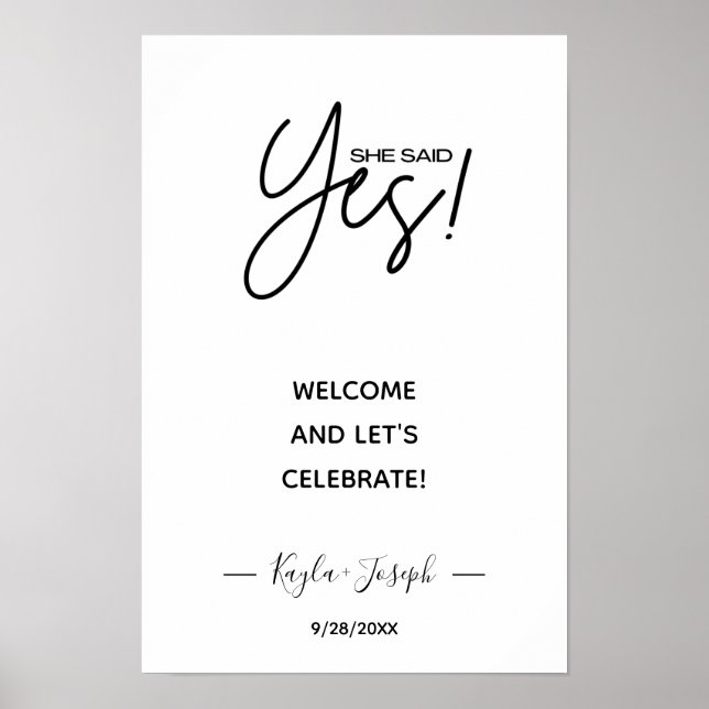 Sie sagte Ja-Banner Verlobte Begrüßung Poster (Vorne)