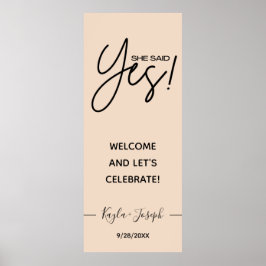 Sie sagte Ja Banner Verlobung Begrüßung Poster