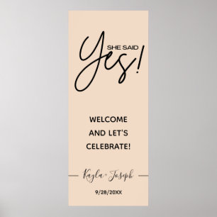 Sie sagte Ja Banner Verlobung Begrüßung Poster