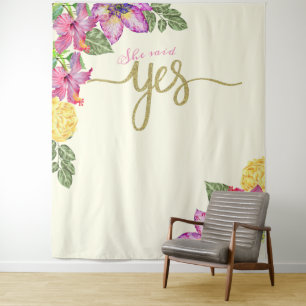 Sie sagte JA Booth-Banner Wandteppich