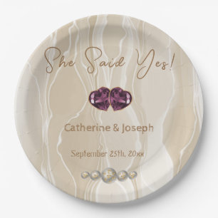 Sie sagte ja, Cream Silk & Pearls & Hearls Pappteller