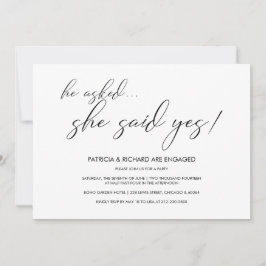 Sie sagte Ja, einfache Kalligrafie-Engagement-Part Einladung