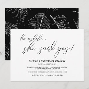 Sie sagte Ja, einfache Kalligrafie-Engagement-Part Einladung