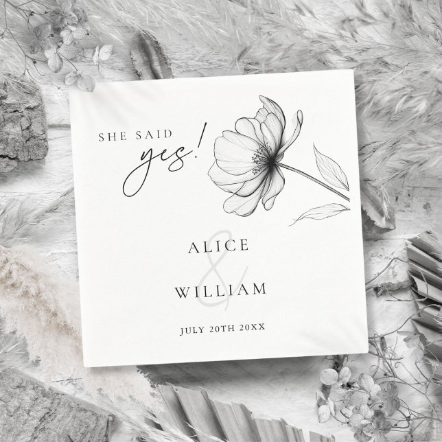 Sie sagte Ja Elegante florale Engagement Party Serviette (She Said Yes Elegant Floral Engagement Party Napkins)