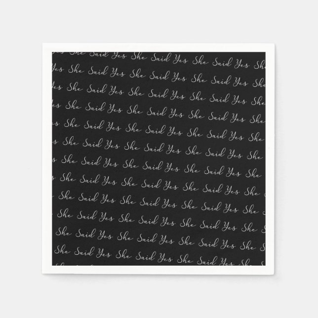 Sie sagte ja, elegante Typografie Serviette (Vorderseite)