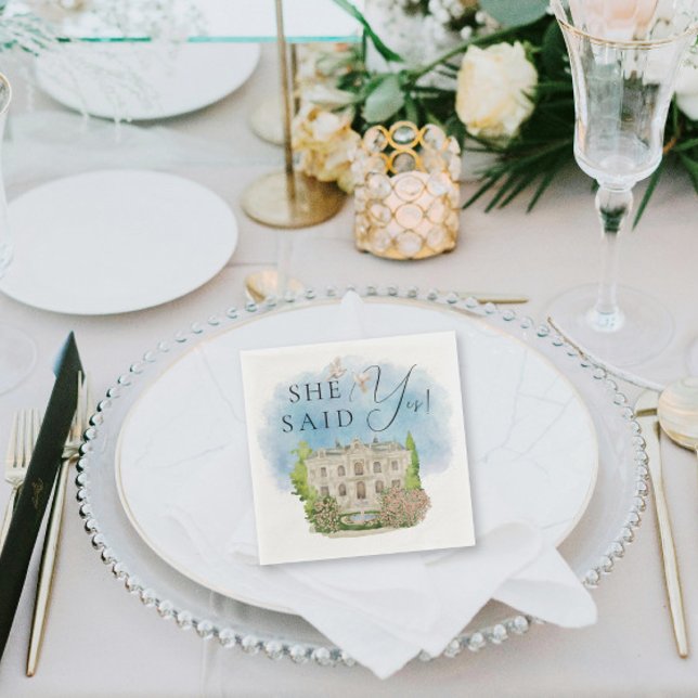 Sie sagte ja! Elegante Venue doves Brunnen Blume Serviette (Von Creator hochgeladen)