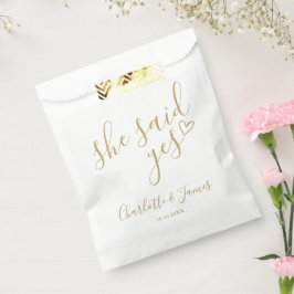 Sie sagte Ja Engagement Party Chic Gold Geschenktütchen