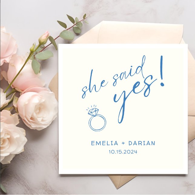 Sie sagte ja Engagement Party Dusty Black Serviette (Von Creator hochgeladen)