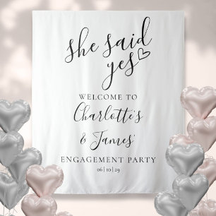 Sie sagte Ja Engagement Party Foto-Prop Wandteppich