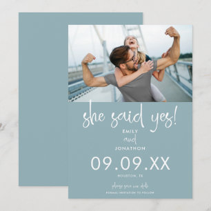 Sie sagte ja Foto Modernes Drehbuch Dusty Blue Whi Save The Date