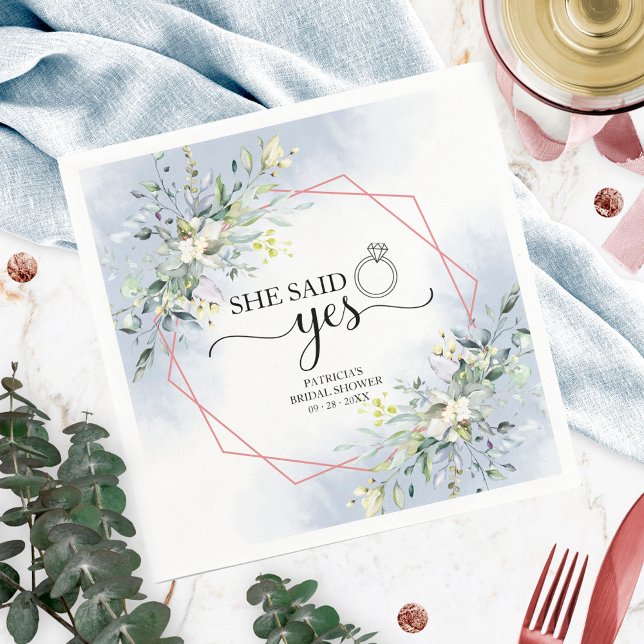 Sie sagte ja Greenery Bridal Dusche Serviette (Von Creator hochgeladen)