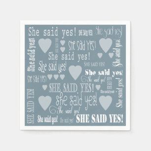 Sie sagte ja, "Medium Blue Engagement Party" Serviette