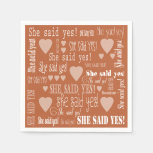 Sie sagte ja Medium Terra Cotta Engagement Party Serviette