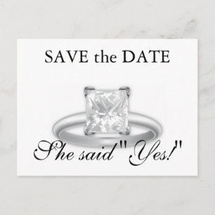 Sie sagte ja! Save the Date Diamant-Ring-Karten Ankündigungspostkarte