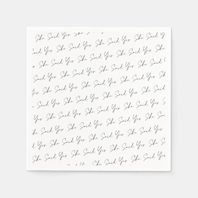 Sie sagte ja, schwarze Typografie Serviette (Vorderseite)