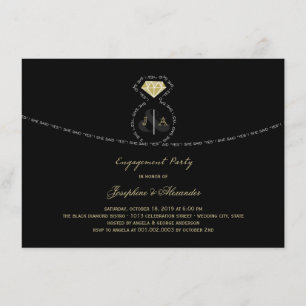 Sie sagte ja Text-Ring-Monogramm-Verlobungs-Party Einladung