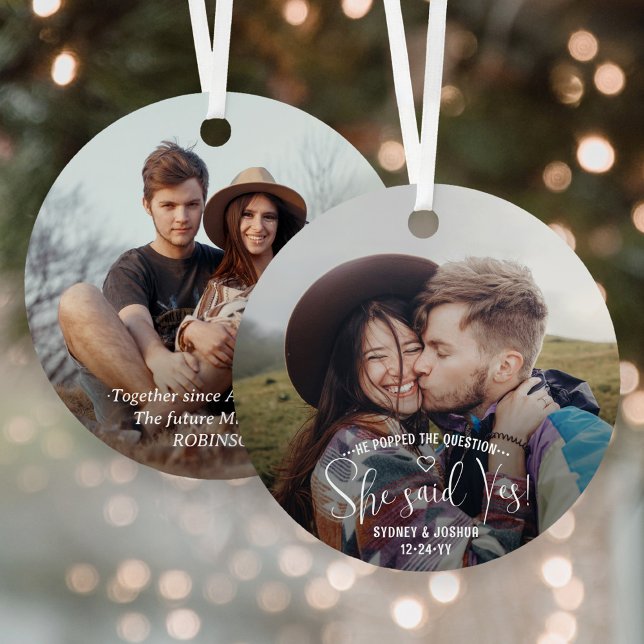 Sie sagte ja! Verlobung Fotos 2 Weihnachten Ornament Aus Metall (Von Creator hochgeladen)
