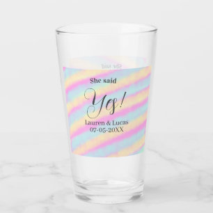 Sie sagte Ja Verlobungsparty rosa blau gelb ste Glas