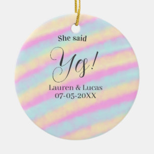 Sie sagte Ja Verlobungsparty rosa blau gelb ste Keramik Ornament