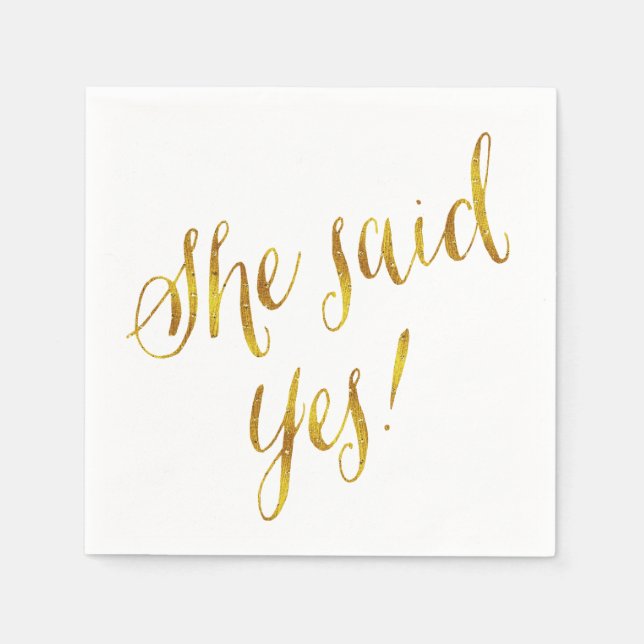 Sie sagte ja Zitat Imitate Gold Foil Metallic Desi Serviette (Vorderseite)