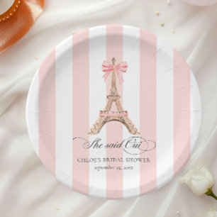Sie sagte Oui Paris Bow Eiffel Tower BRAUTPARTY Pappteller