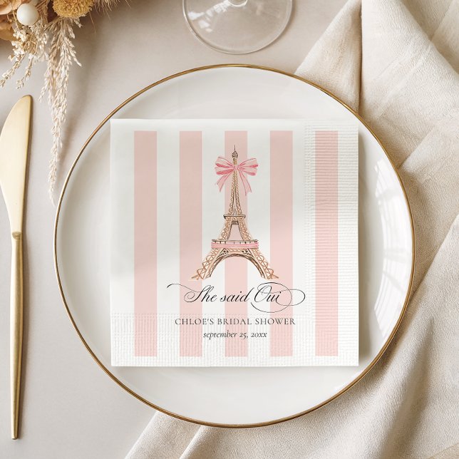 Sie sagte Oui Paris Bow Eiffel Tower BRAUTPARTY Serviette (Von Creator hochgeladen)