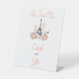 Sie sagte Oui Parisian Pink Floral Brautparty Sockelschild