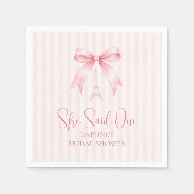 Sie sagte Oui Pink Parisian Serviette (Vorderseite)