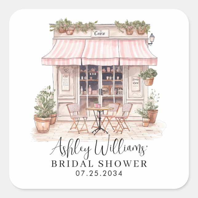 Sie sagte Oui Yes Paris Französisch Café Brautpart Quadratischer Aufkleber (Vorderseite)