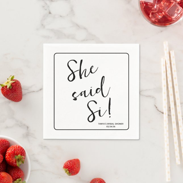 Sie sagte Si! Paris, italienisches Brautparty Serviette (Beispiel)