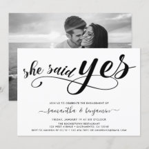 Sie sagte Yes Black & White Foto Engagement Party