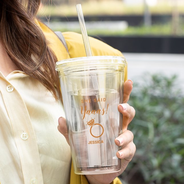 Sie sagte "Yes Engagement Party Niedlich Acryltrinkbecher (Von Creator hochgeladen)