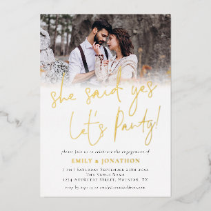 Sie sagte Yes Foto Overlay Engagement Party Real Folieneinladung