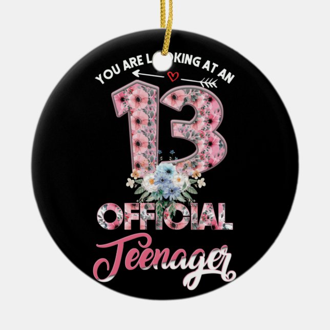 Sie schauen sich eine 13 Offizielle Teenagerflora  Keramik Ornament (Vorne)