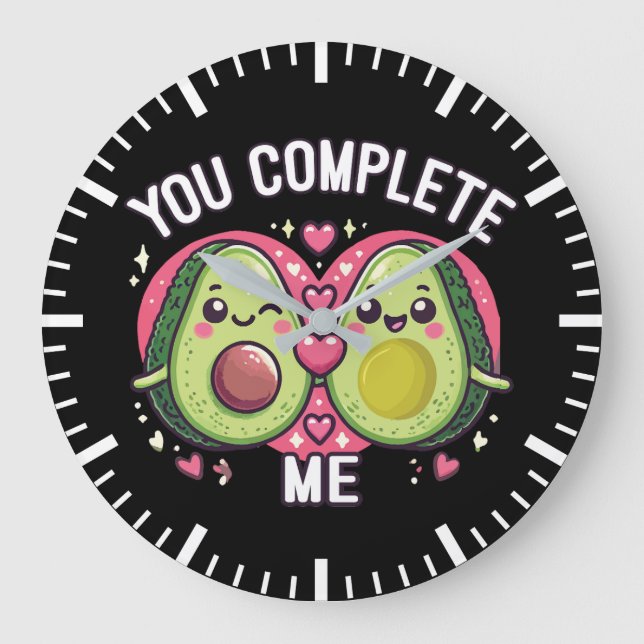 Sie schließen mich ab - Niedlicher Avocado Couple Große Wanduhr (Vorderseite)