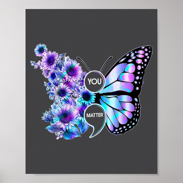Sie Schmetterling Sonnenblume Suizidprävention-Bew Poster (Vorne)