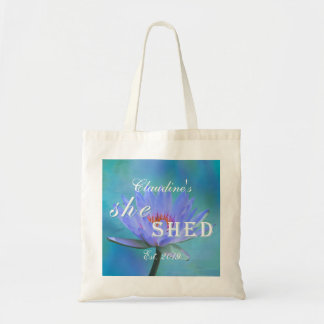 Sie schüttelte Shades von Blue Water Lily Budget T Tragetasche