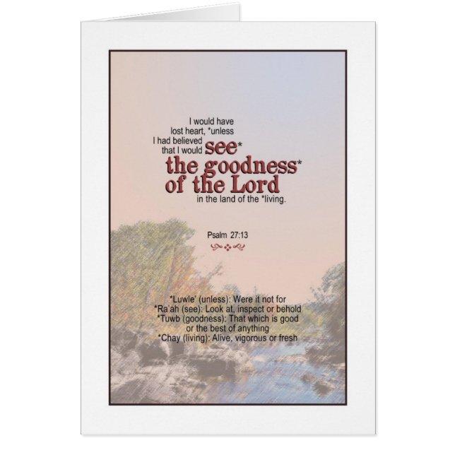 Sie sehen die Güte des Gottes - Psalm-27:13 (Vorne)