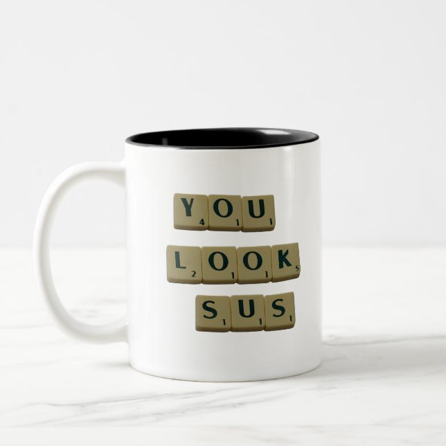 Sie sehen SUS Letter Tiles Great Quotes Geschenk Zweifarbige Tasse (Links)