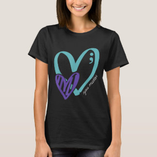Sie Selbstmordpräventionsbewusstsein Türkis Lila H T-Shirt