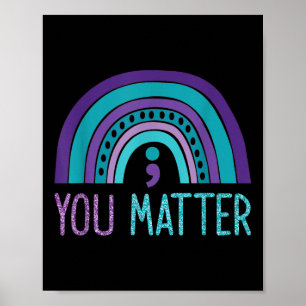 Sie Semicolon Suizidprävention Lila Aquamarines Ra Poster