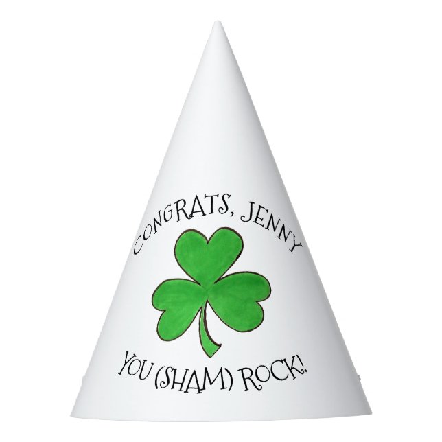 Sie (Sham) Rock Green Kleeblatt Clover Glückwunsch Partyhütchen (Vorderseite)