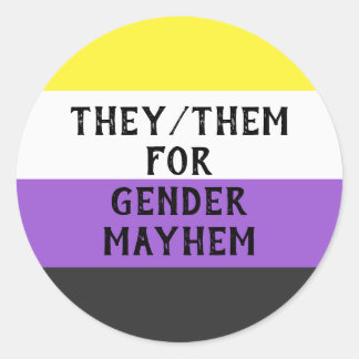Sie/sie für Gender Mayhem Sticker (Enby-Fahne)
