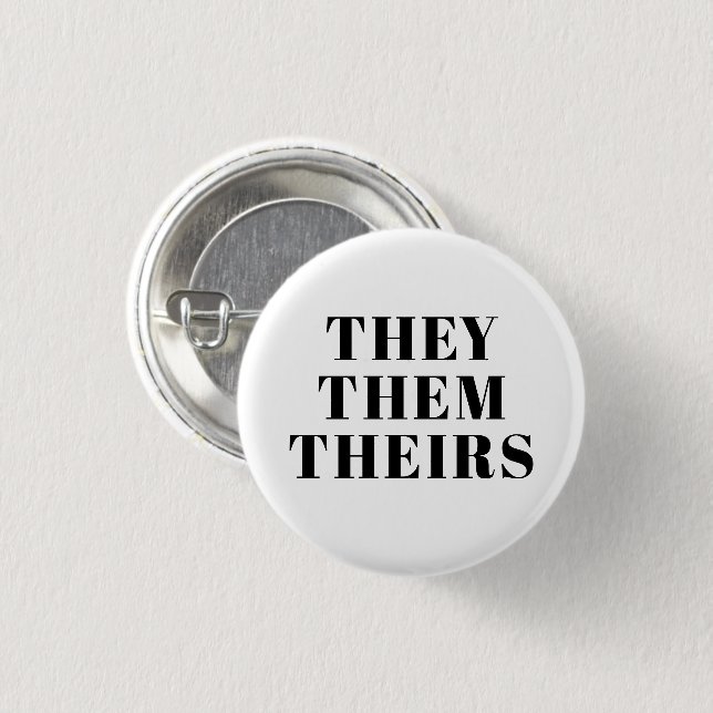 Sie, sie, ihr Geschlecht Pronomen schwarz-weiß Button (Vorne & Hinten)