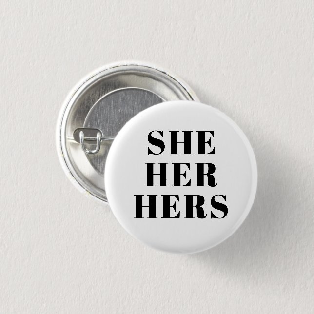 Sie, sie, ihr Geschlecht Pronouns Schwarz-weiß mod Button (Vorne & Hinten)