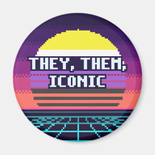 Sie, Sie, Ikonischer Nichtbinärer Stolz Pixel Magn Magnet