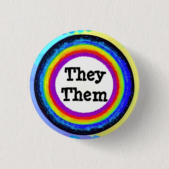 Sie / sie individuell anpassbares Pronoun-Abzeiche Button (Vorderseite)