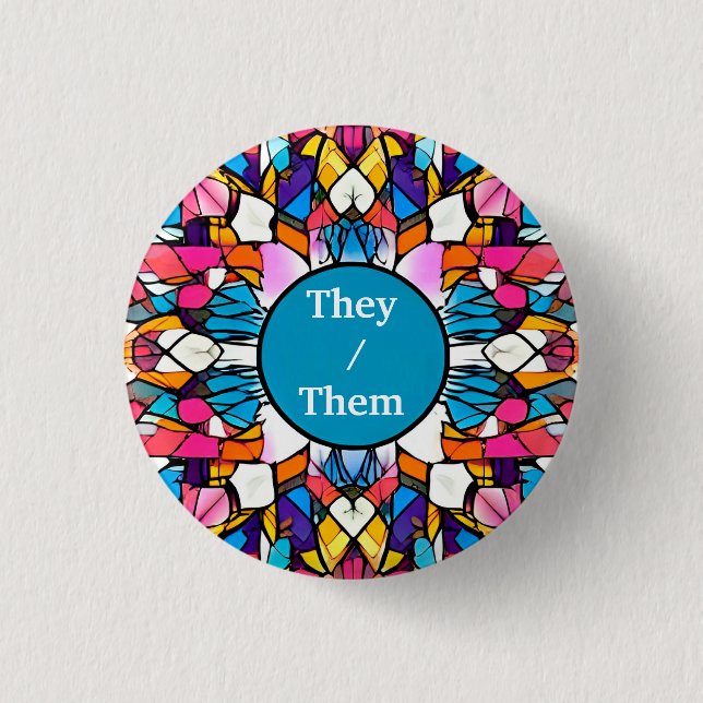 Sie / sie individuell anpassbares Pronoun-Abzeiche Button (Vorderseite)