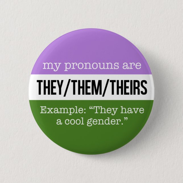 Sie/sie Pronomina - Genderqueer Flagge Button (Vorderseite)